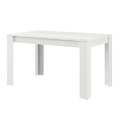 Tavolo Fisso Bianco Opaco 6 Posti Ripiano Effetto Dogato 135x80x76h cm, Forma Rettangolare - Sort