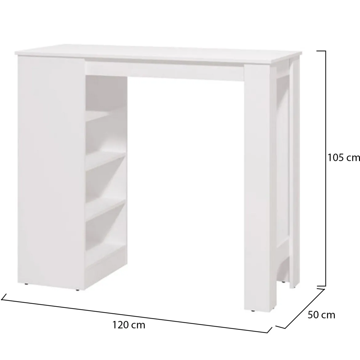 Tavolo Fisso Bianco 2 Posti Forma Rettangolare 120x50x105h cm, Materiale Piano in Legno Nobilitato - Sedriano