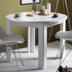 Tavolo Fisso Bianco 4 Posti Forma Rotondo 106.5x106.5x76.5h cm, Materiale Piano in Legno Nobilitato - Gorlago
