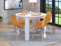 Tavolo Fisso Bianco 6 Posti Forma Ovale 180x89.5x75h cm, Peso Supportato 70 kg - Monterano