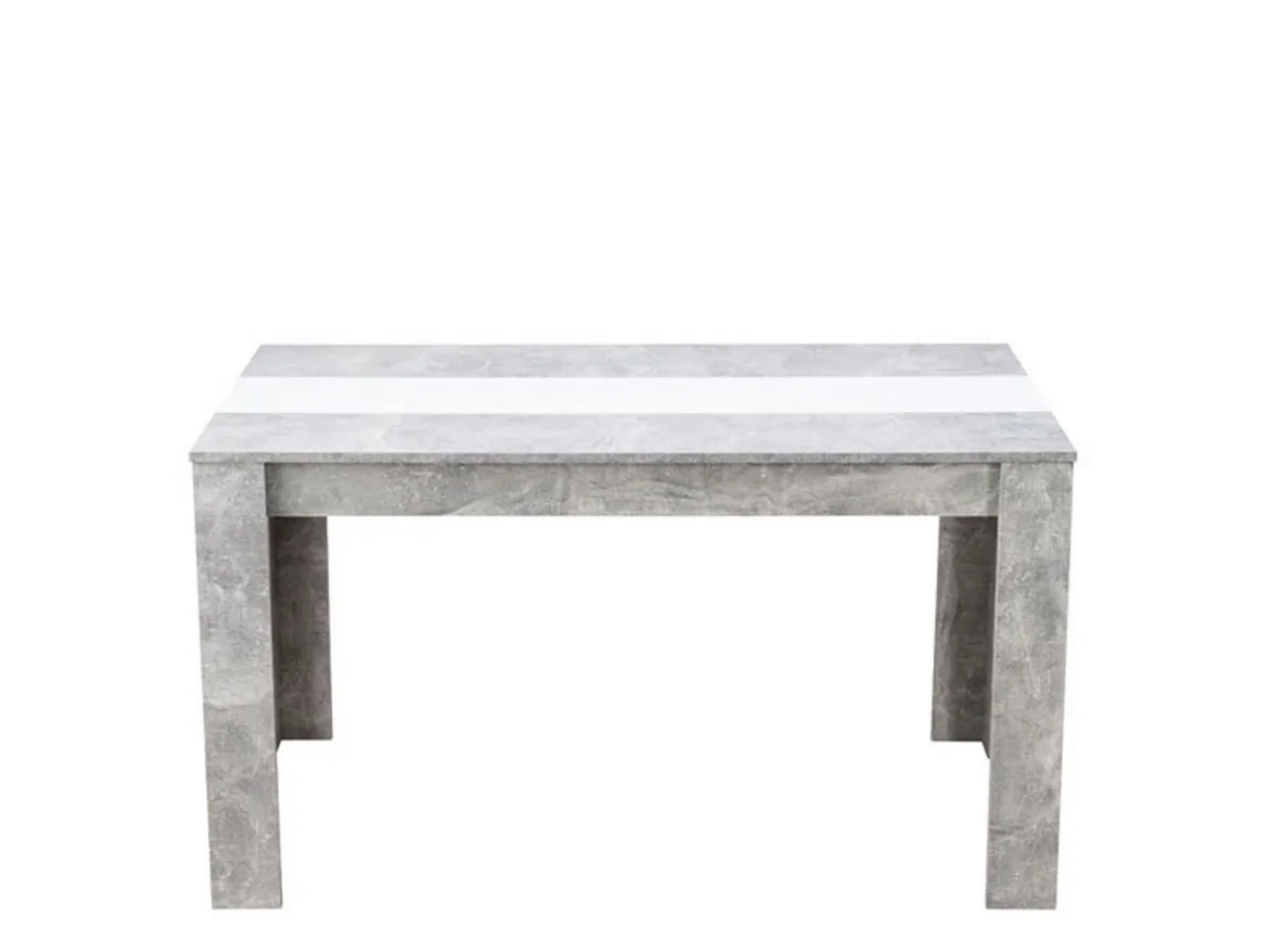 Tavolo Fisso Grigio Cemento Bianco 6 Posti Forma Rettangolare 135x80.5x74.5h cm, Colore Struttura Bianco - Simala
