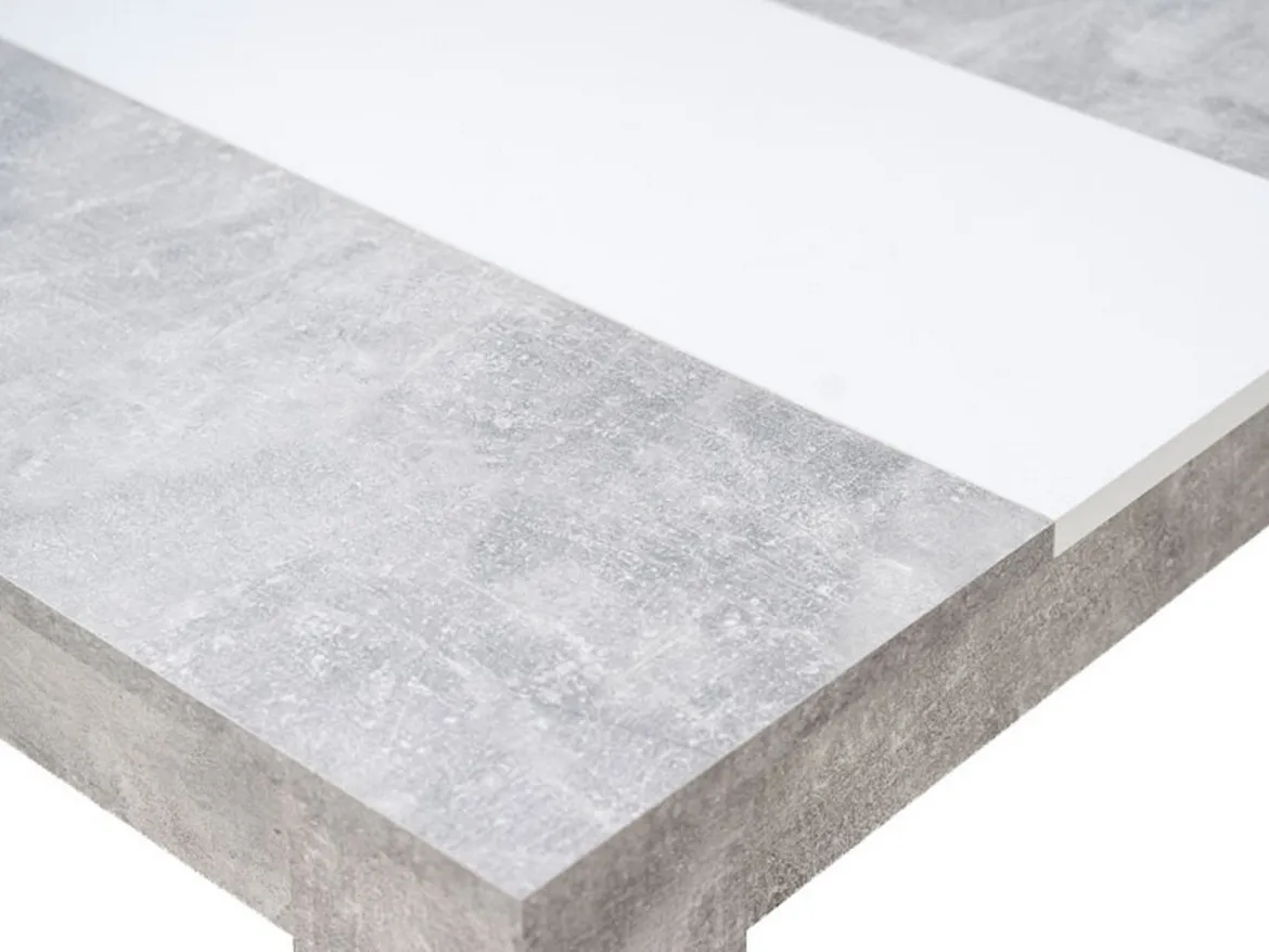 Tavolo Fisso Grigio Cemento Bianco 6 Posti Forma Rettangolare 135x80.5x74.5h cm, Colore Struttura Bianco - Simala