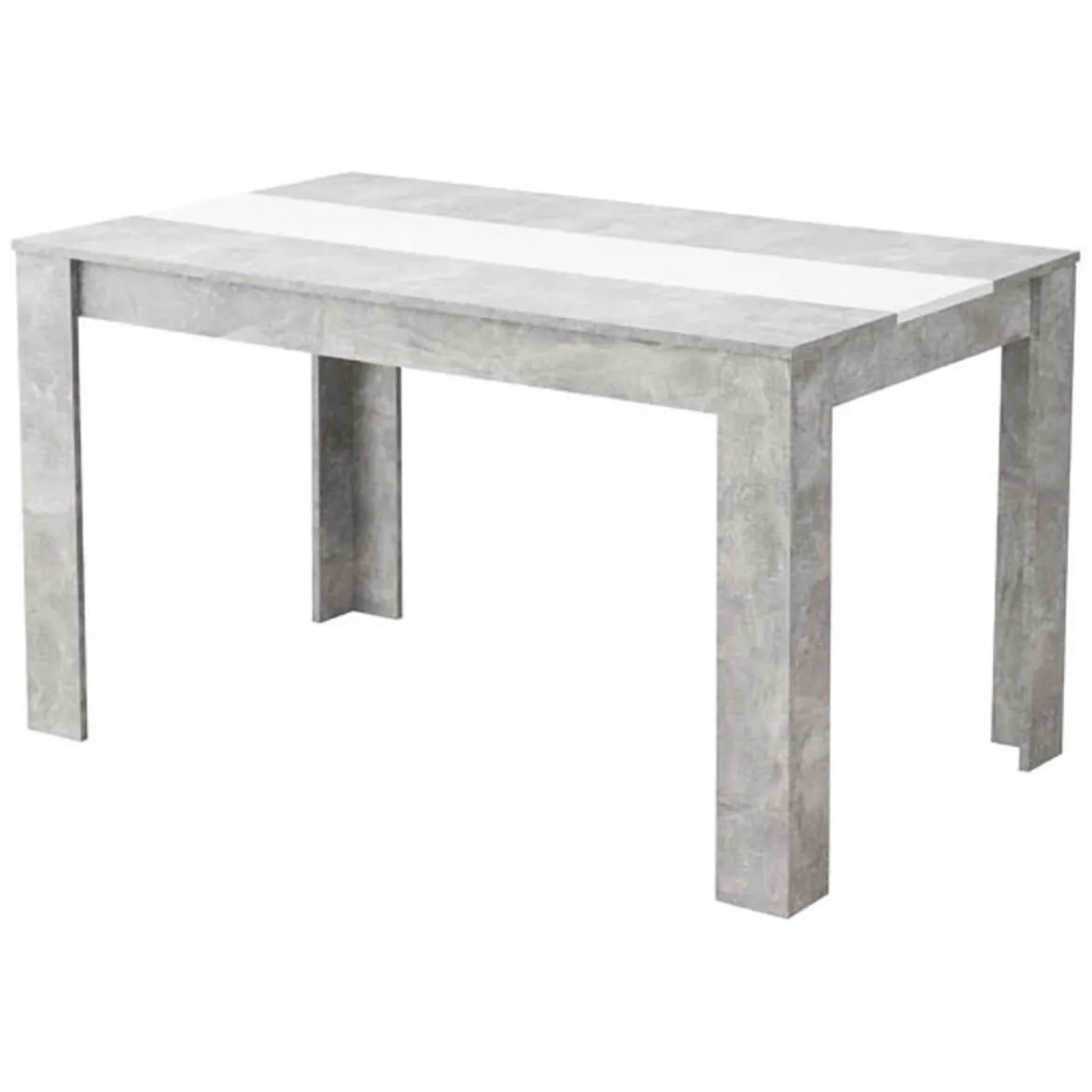 Tavolo Fisso Grigio Cemento Bianco 6 Posti Forma Rettangolare 135x80.5x74.5h cm, Colore Struttura Bianco - Simala