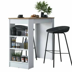 Tavolo Fisso Marrone Noce Bianco 2 Posti 120x50x100h cm, Forma Rettangolare - Assan