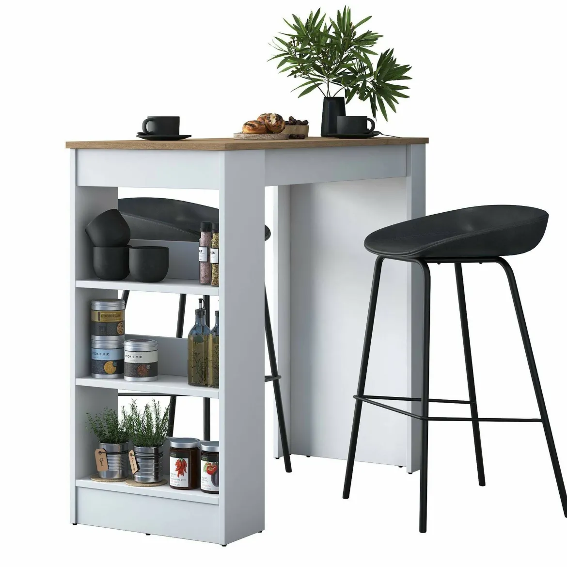 Tavolo Fisso Marrone Noce Bianco 2 Posti 120x50x100h cm, Forma Rettangolare - Assan