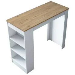 Tavolo Fisso Marrone Noce Bianco 2 Posti 120x50x100h cm, Forma Rettangolare - Assan