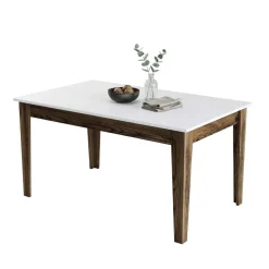 Tavolo Fisso Marrone Noce Bianco 6 Posti Forma Rettangolare 145x88x75h cm, Peso Supportato 120 kg - Viverone