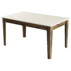 Tavolo Fisso Marrone Noce Bianco Crema 6 Posti Forma Rettangolare 145x88x75h cm, Peso Supportato 120 kg - Viverone
