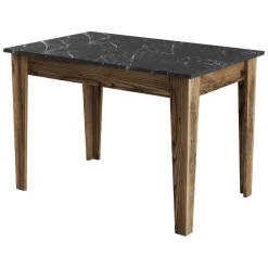 Tavolo Fisso Marrone Noce Nero Marmo 6 Posti Forma Rettangolare 145x88x75h cm, Peso Supportato 120 kg - Viverone
