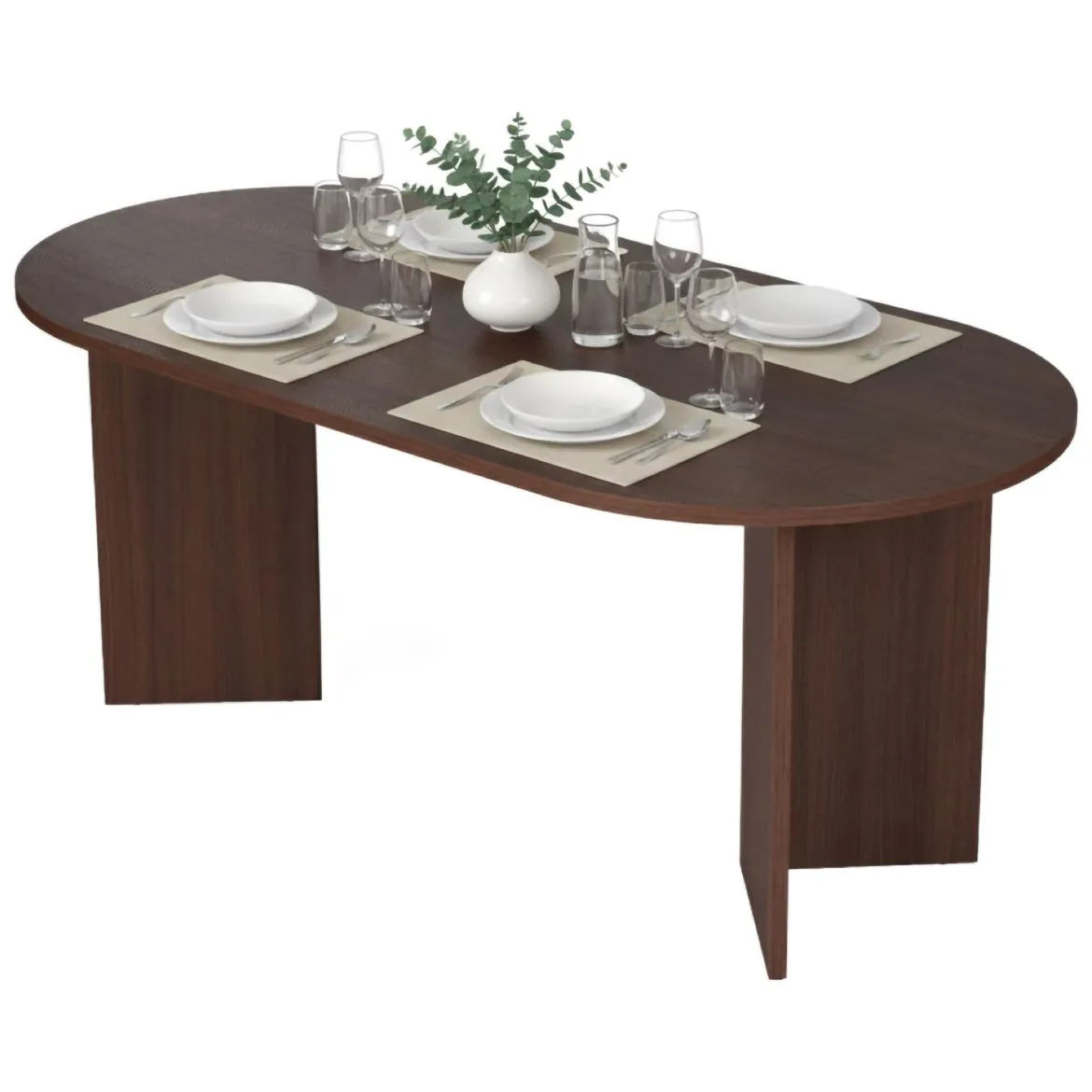 Tavolo Fisso Marrone Noce 6 Posti Forma Rettangolare 110x72x75h cm, Peso Supportato 120 kg - Fosciana