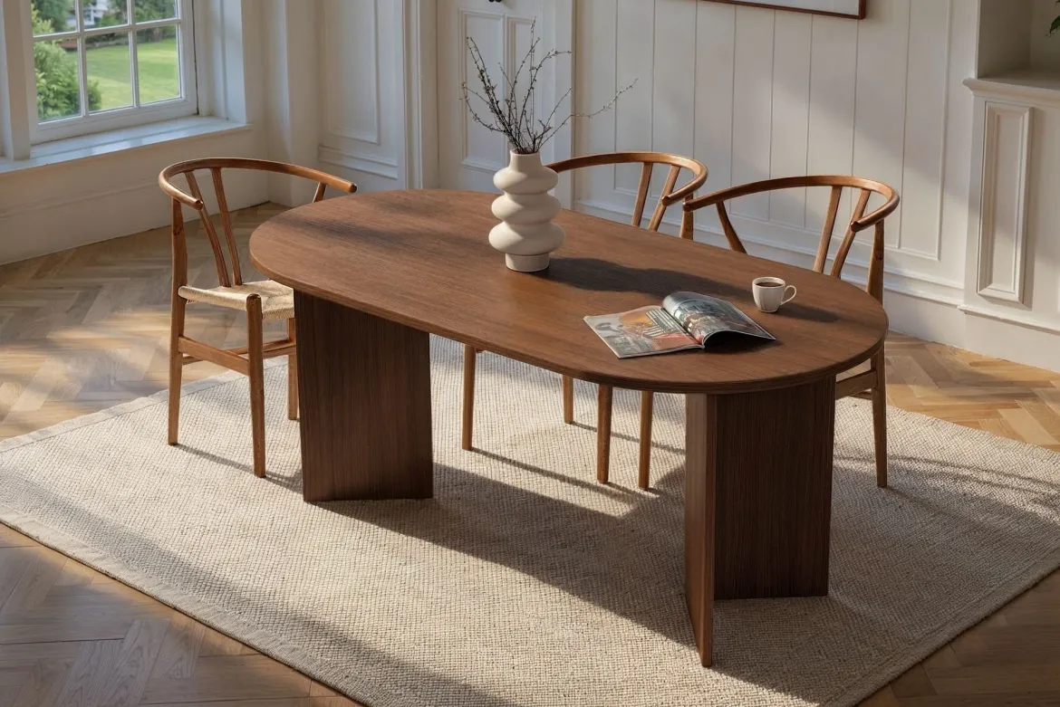 Tavolo Fisso Marrone Noce 6 Posti Forma Rettangolare 110x72x75h cm, Peso Supportato 120 kg - Fosciana
