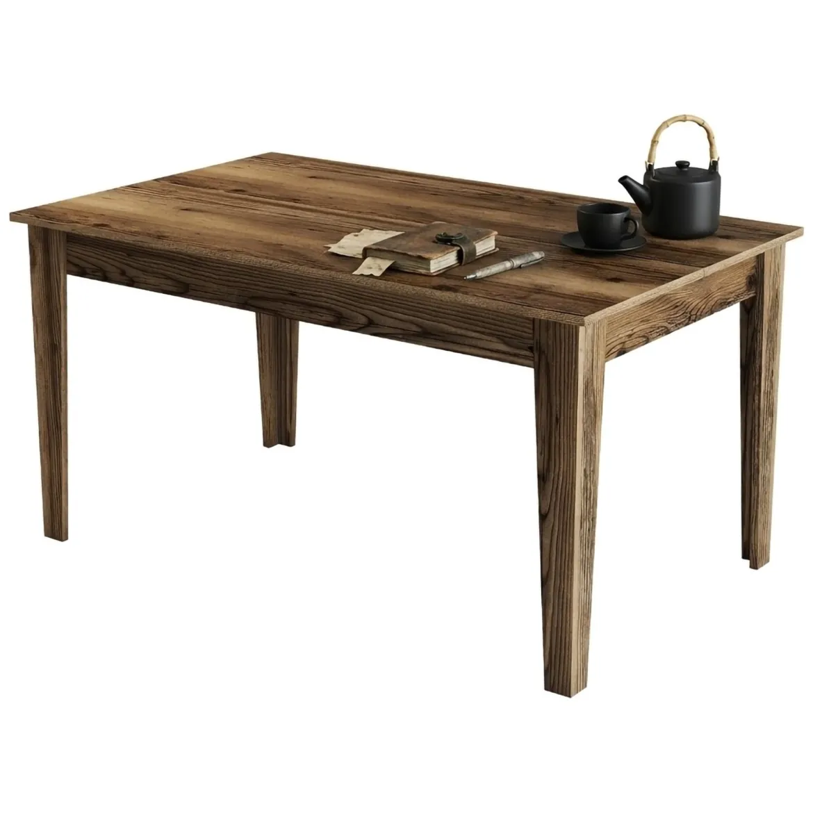 Tavolo Fisso Marrone Noce 6 Posti Forma Rettangolare 160x80x75h cm, Peso Supportato 120 kg - Pretoro