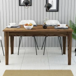 Tavolo Fisso Marrone Noce 6 Posti Forma Rettangolare 160x80x75h cm, Peso Supportato 120 kg - Pretoro