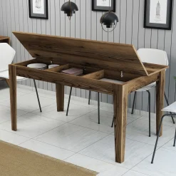 Tavolo Fisso Marrone Noce 6 Posti Forma Rettangolare 160x80x75h cm, Peso Supportato 120 kg - Pretoro