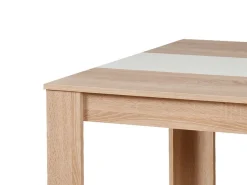 Tavolo Fisso Marrone Rovere Bianco 6 Posti Forma Rettangolare 135x80.5x74.5h cm, Colore Struttura Bianco - Simala