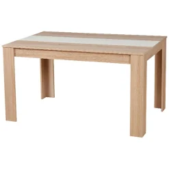 Tavolo Fisso Marrone Rovere Bianco 6 Posti Forma Rettangolare 135x80.5x74.5h cm, Colore Struttura Bianco - Simala