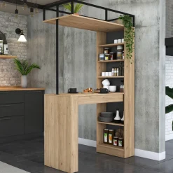 Tavolo Fisso Marrone Rovere Nero 2 Posti Ideale per bar e Open Space 120x56x199h cm, Forma Rettangolare - Ezzelini