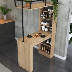 Tavolo Fisso Marrone Rovere Nero 2 Posti Ideale per bar e Open Space 120x56x199h cm, Forma Rettangolare - Ezzelini