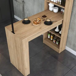 Tavolo Fisso Marrone Rovere Nero 2 Posti Ideale per bar e Open Space 120x56x199h cm, Forma Rettangolare - Ezzelini