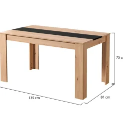 Tavolo Fisso Marrone Rovere Nero 6 Posti Forma Rettangolare 135x80.5x74.5h cm, Colore Struttura Nero - Simala