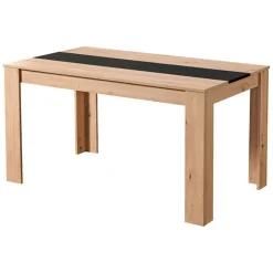 Tavolo Fisso Marrone Rovere Nero 6 Posti Forma Rettangolare 135x80.5x74.5h cm, Colore Struttura Nero - Simala