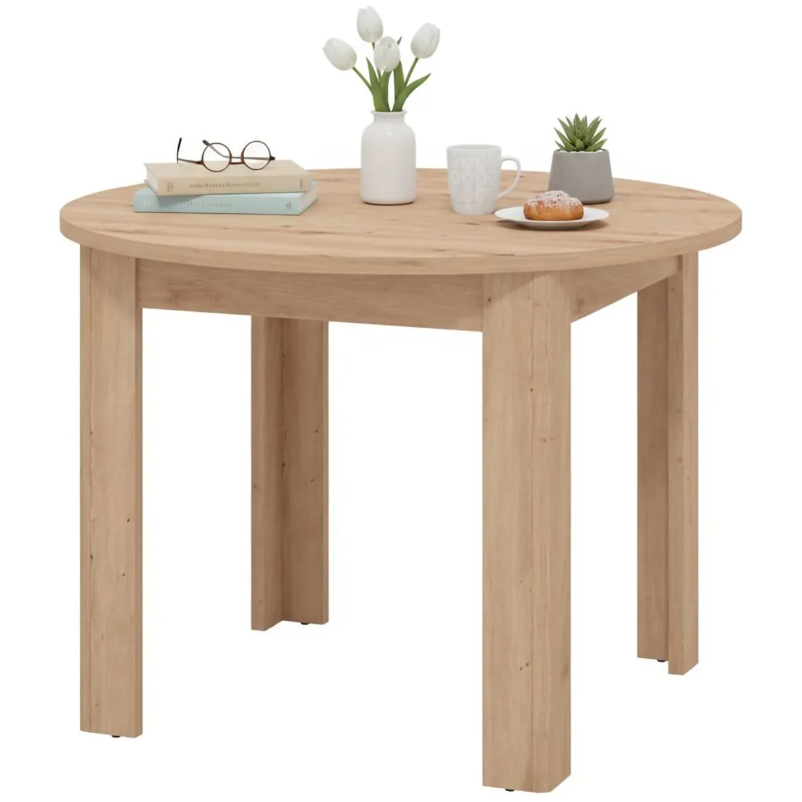 Tavolo Fisso Marrone Rovere Nodi 4 Posti Forma Rotondo 120x120x75h cm, Peso Supportato 60 kg - Racale