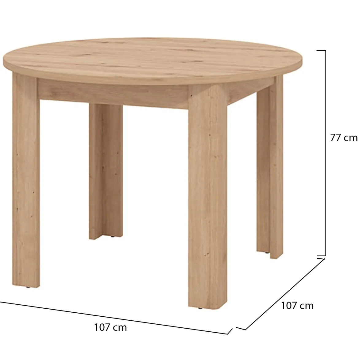 Tavolo Fisso Marrone Rovere Nodi 4 Posti Forma Rotondo 120x120x75h cm, Peso Supportato 60 kg - Racale