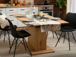 Tavolo Fisso Marrone Rovere Nodi 6 Posti Forma Rettangolare 160x91.5x76h cm, Materiale Piano in Legno Nobilitato - Siano