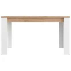 Tavolo Fisso Marrone Rovere Nodi Bianco 6 Posti Ripiano Effetto Dogato 135x80x76h cm, Forma Rettangolare - Luarca