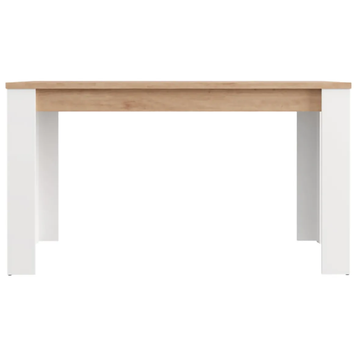 Tavolo Fisso Marrone Rovere Nodi Bianco 6 Posti Ripiano Effetto Dogato 135x80x76h cm, Forma Rettangolare - Luarca