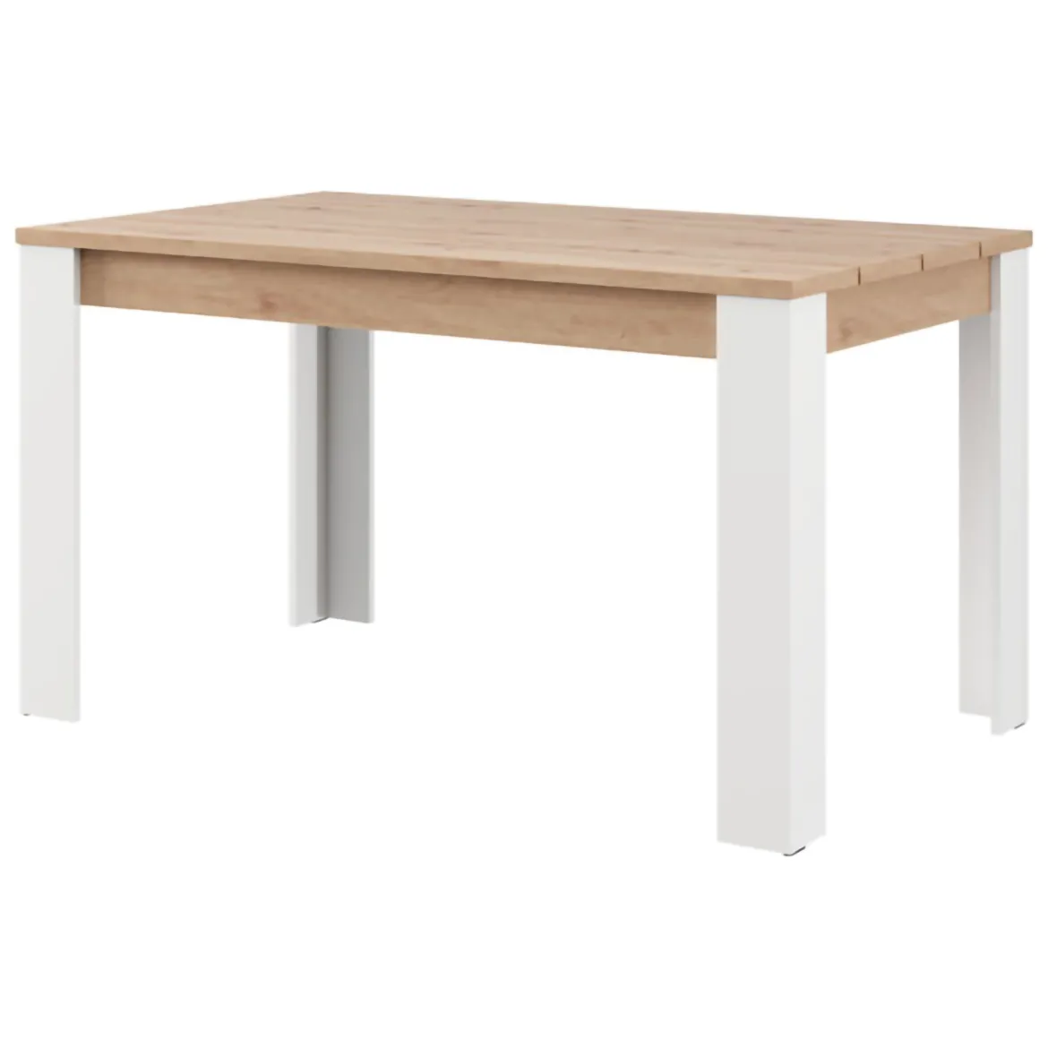 Tavolo Fisso Marrone Rovere Nodi Bianco 6 Posti Ripiano Effetto Dogato 135x80x76h cm, Forma Rettangolare - Luarca