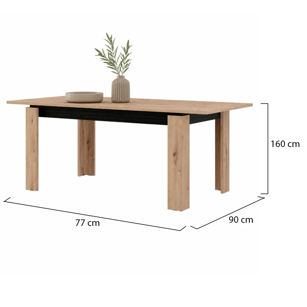 Tavolo Fisso Marrone Rovere Nodi Nero 8 Posti Forma Rettangolare 160x90x77h cm, Sfumatura Colore Struttura Rovere Nodi - Ulass