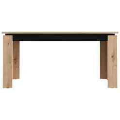 Tavolo Fisso Marrone Rovere Nodi Nero 8 Posti Forma Rettangolare 160x90x77h cm, Sfumatura Colore Struttura Rovere Nodi - Ulass