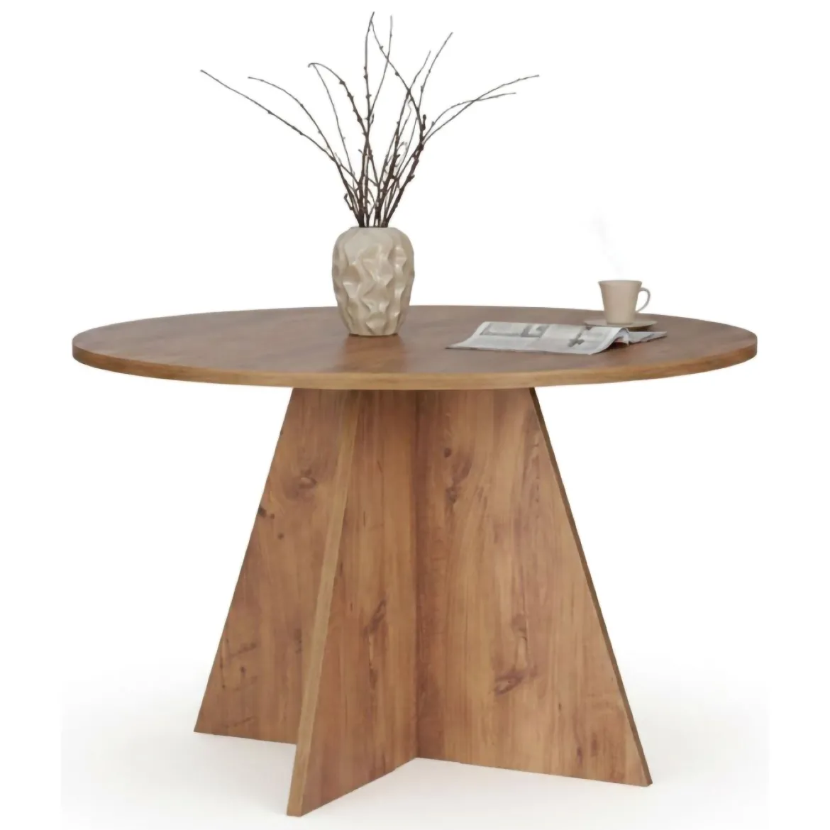 Tavolo Fisso Marrone Rovere 4 Posti Ripiano Effetto Dogato 80x80x76h cm, Forma Quadrato - Trosa