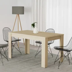 Tavolo Fisso Marrone Rovere 6 Posti Ripiano Effetto Dogato 135x80x76h cm, Forma Rettangolare - Luarca
