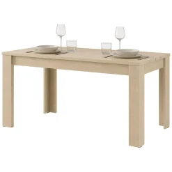 Tavolo Fisso Marrone Rovere 6 Posti Ripiano Effetto Dogato 135x80x76h cm, Forma Rettangolare - Luarca