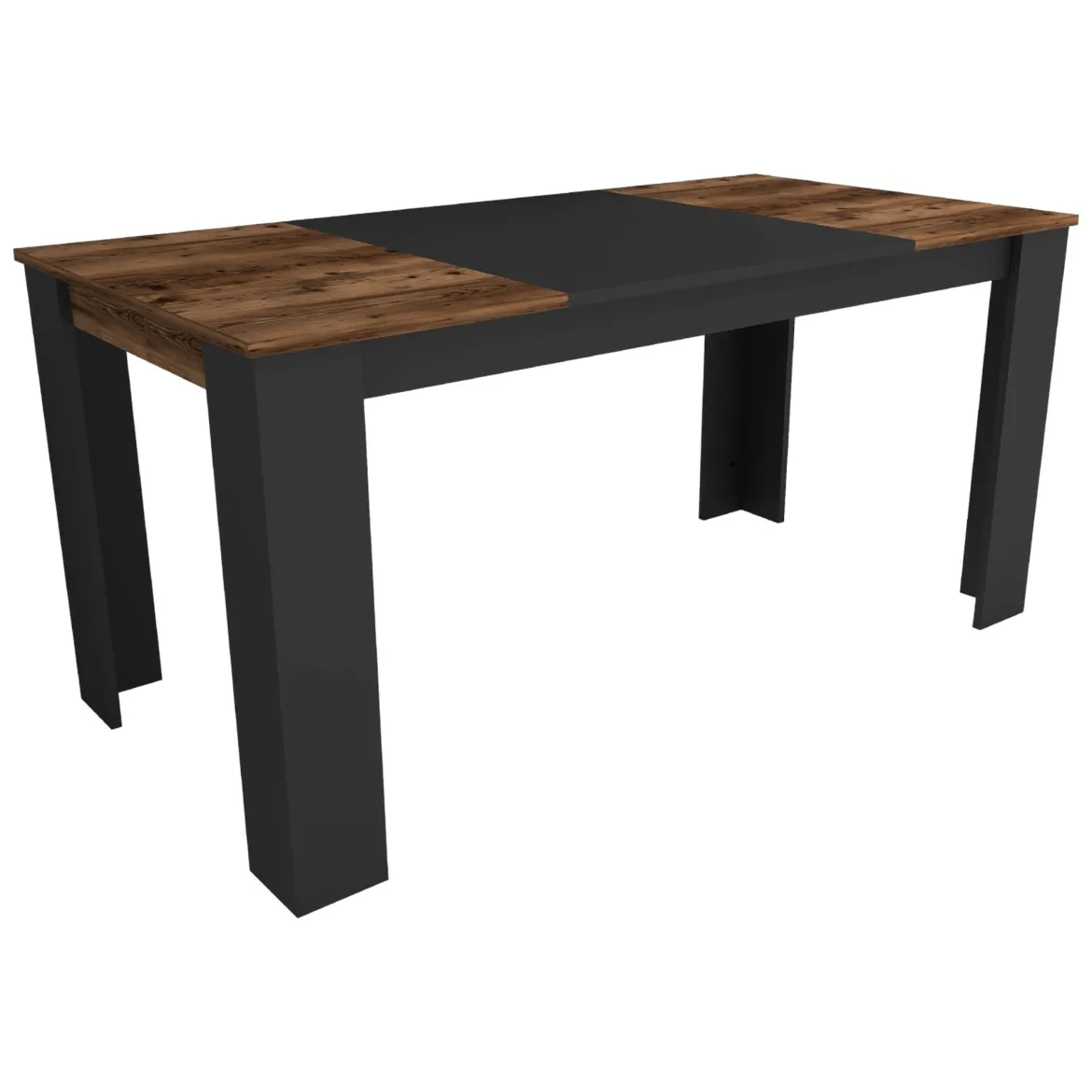 Tavolo Fisso Nero Marrone Rovere Nodi 6 Posti Forma Rettangolare 160x80x77h cm, Peso Supportato 120 kg - Veleso