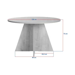 Tavolo Fisso Nero 4 Posti Forma Rotondo 120x120x75h cm, Peso Supportato 60 kg - Racale
