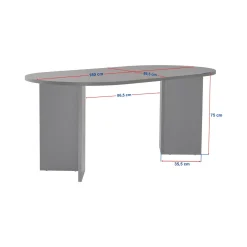 Tavolo Fisso Nero 6 Posti Forma Ovale 180x89.5x75h cm, Peso Supportato 70 kg - Monterano