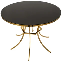 Tavolo Fisso Trasparente oro 2 Posti Forma Rotondo 100x100x80h cm, Colore Struttura oro - Dasozama