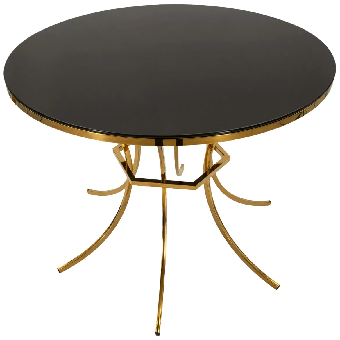 Tavolo Fisso Trasparente oro 2 Posti Struttura Intrecciata 70x70x103h cm, Forma Rotondo - Fakari