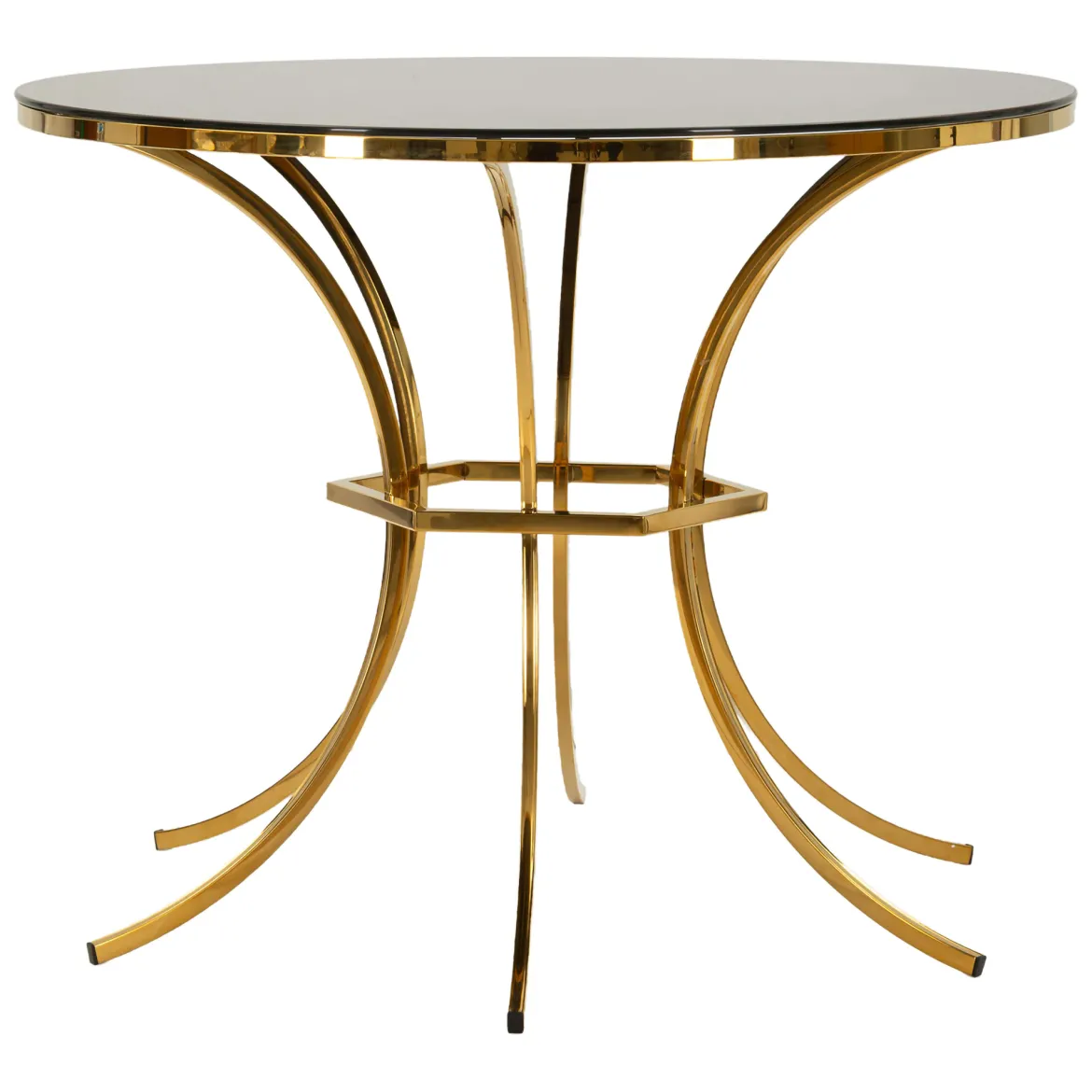 Tavolo Fisso Trasparente oro 2 Posti Struttura Intrecciata 70x70x103h cm, Forma Rotondo - Fakari