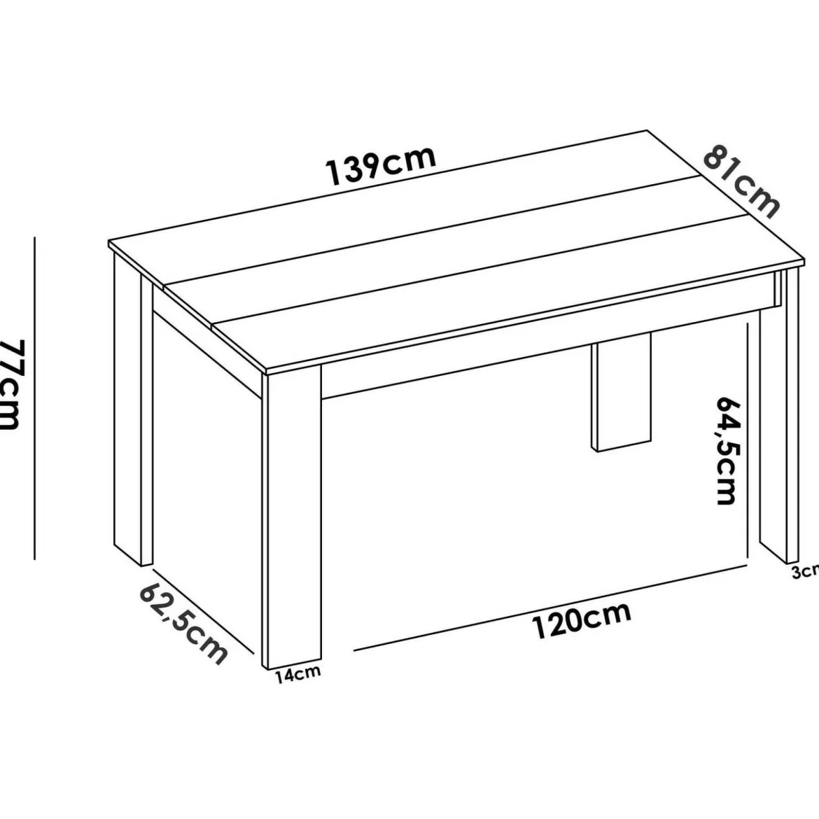Tavolo legno chiaro rettangolare 6 posti 138x81cm - Alois