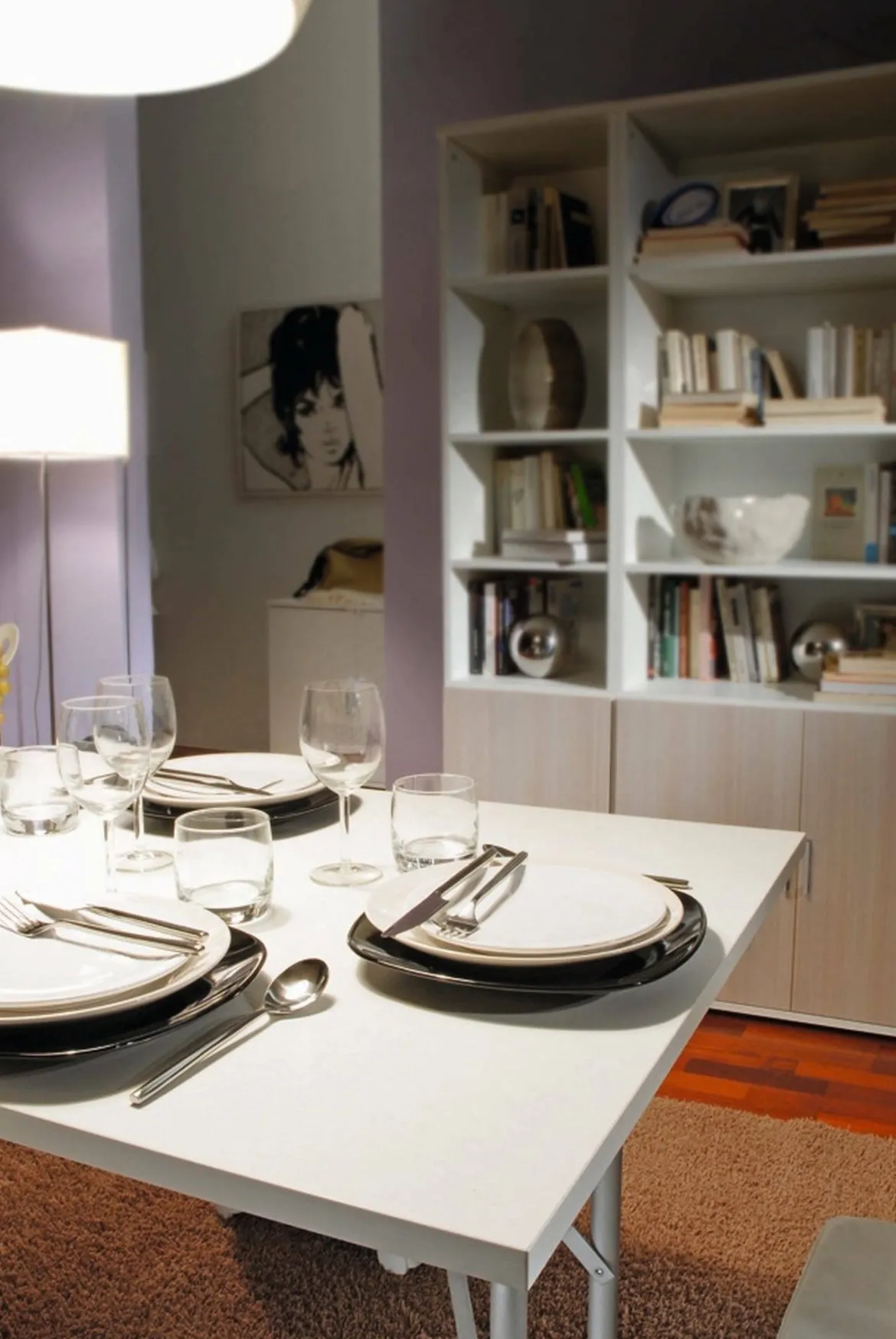 Tavolo pieghevole 6 posti in metallo e legno 125x75cm bianco - Aliena