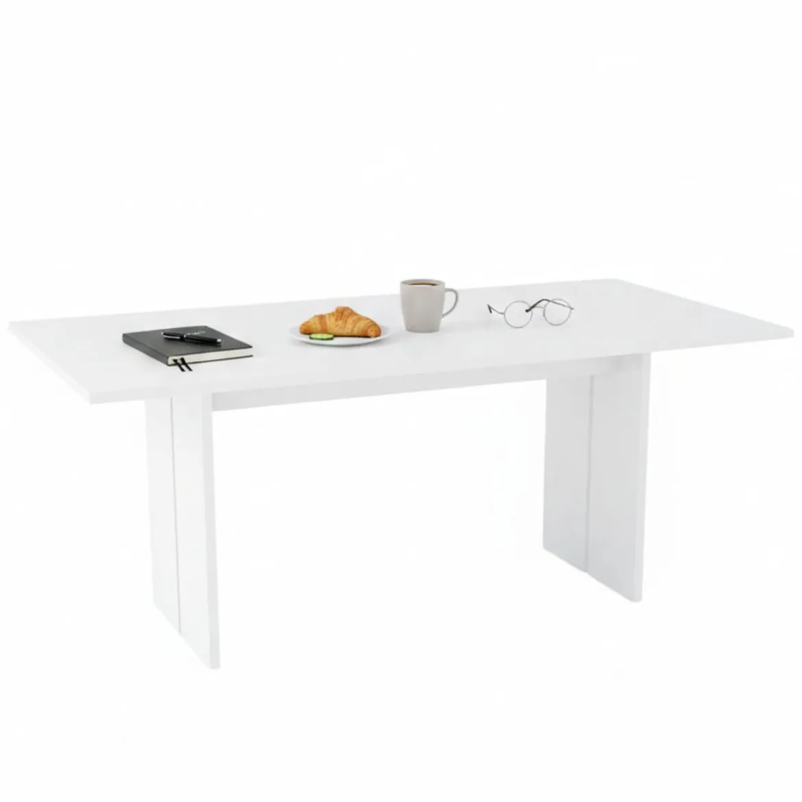 Tavolo pranzo rettangolare 8 posti bianco lucido 160x90cm - Alibi