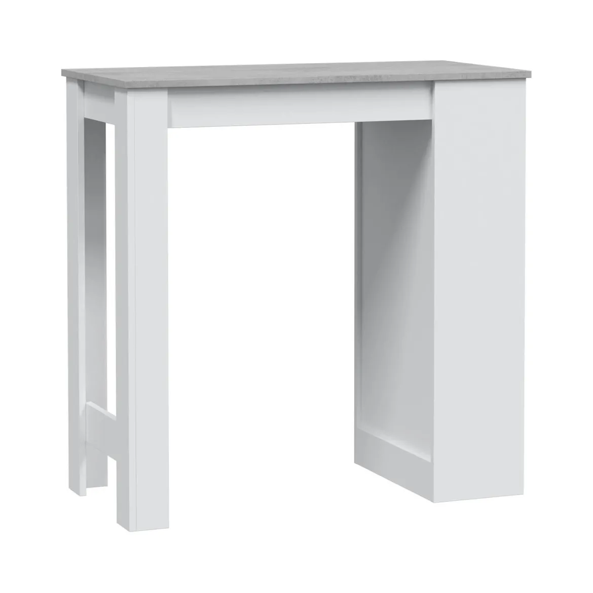 Tavolo rettangolare con scaffale 6 posti bianco e cemento 130x50cm - Andreoli