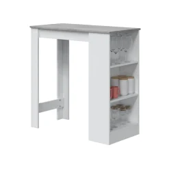 Tavolo rettangolare con scaffale 6 posti bianco e cemento 130x50cm - Andreoli