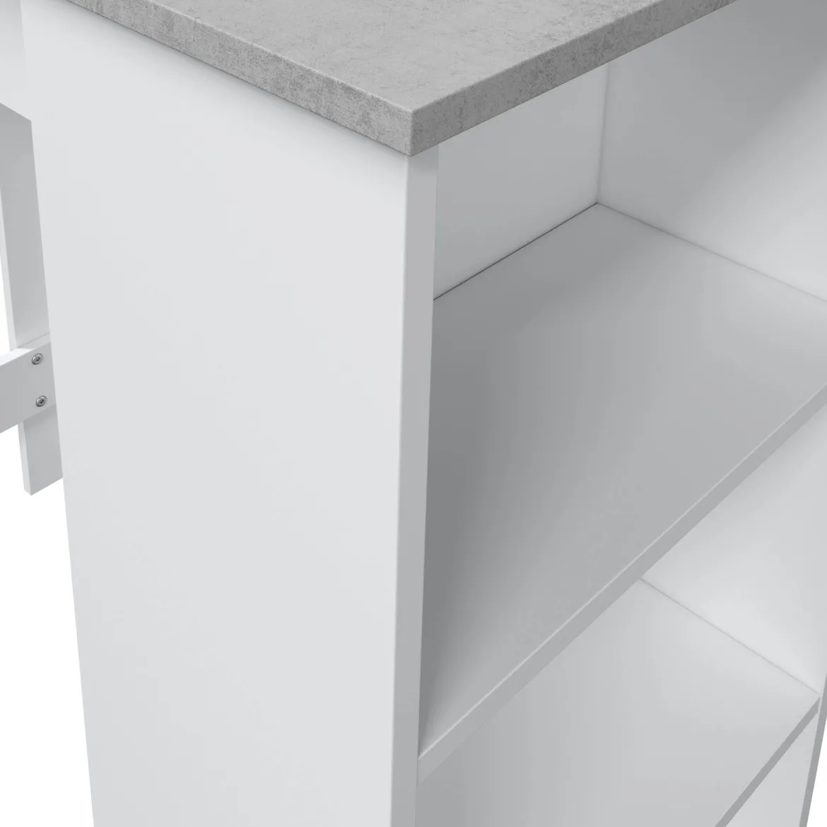 Tavolo rettangolare con scaffale 6 posti bianco e cemento 130x50cm - Andreoli