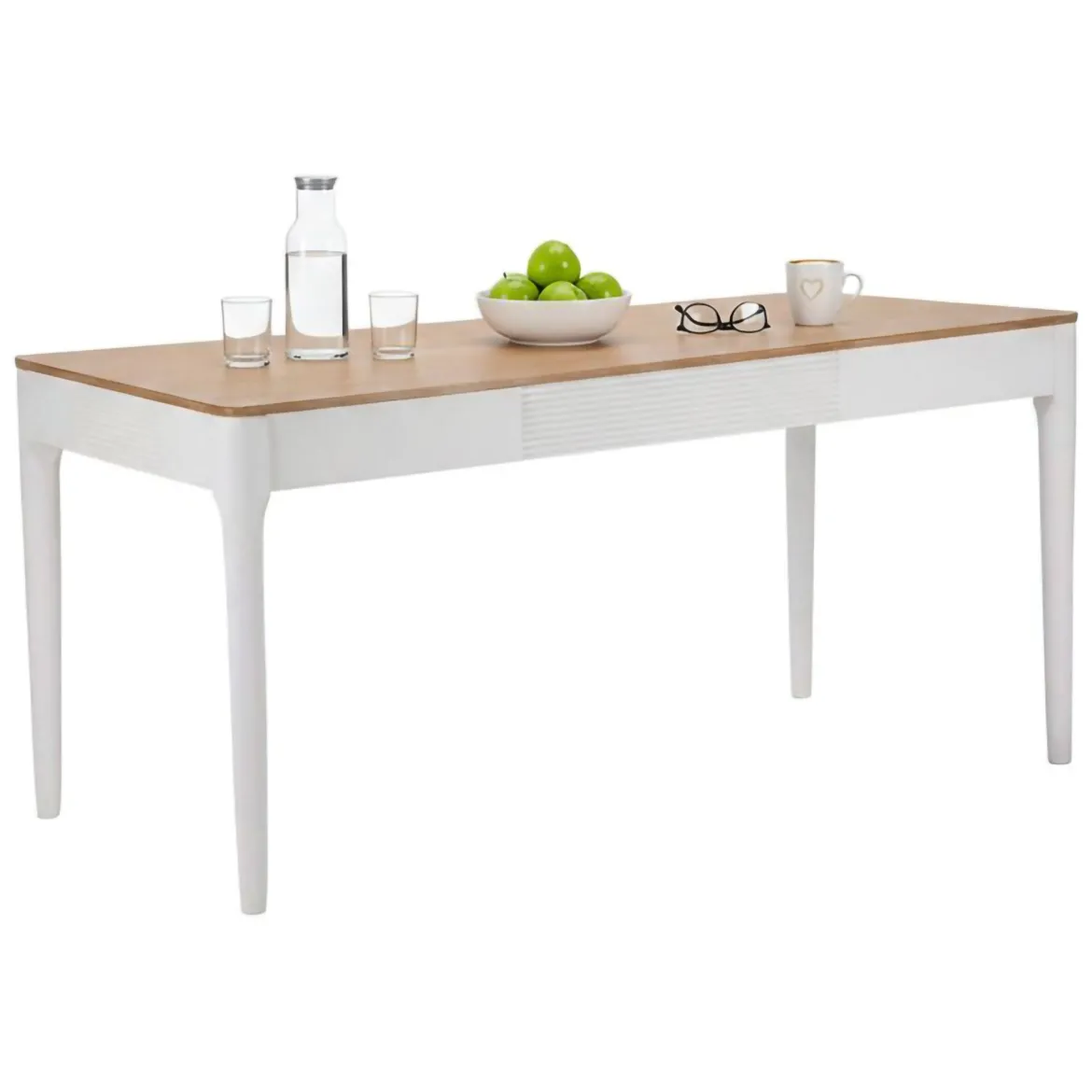 Tavolo rettangolare 8 posti bianco e marrone 180x60cm - Dindga