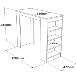 Tavolo rettangolare 5 posti con scaffale noce e bianco 120x53cm - Areneio